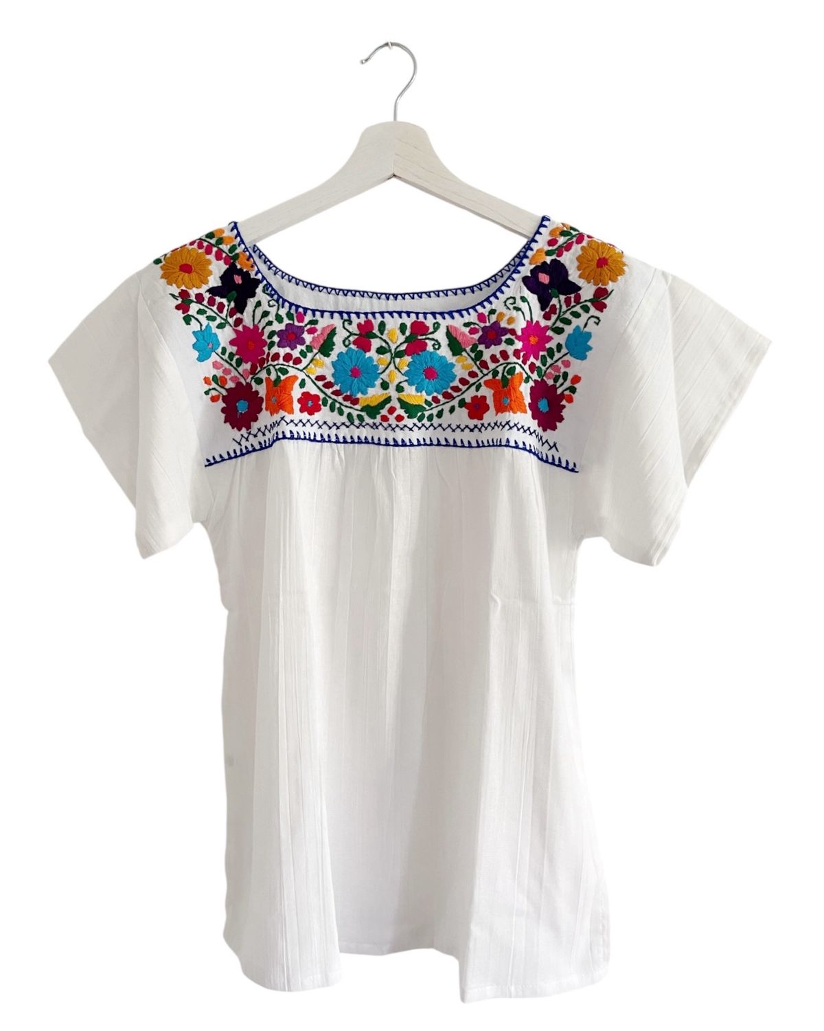 Mexikanische Bluse Puebla, Sommerbluse Ethno-Style,  S