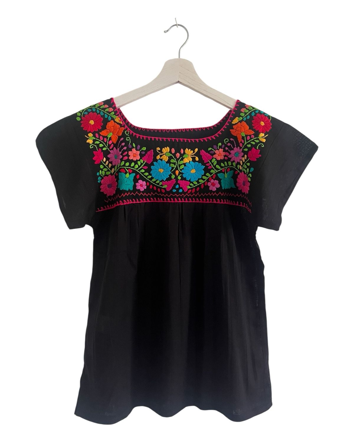Mexikanische Bluse Puebla, Boho Bestickte Bluse, XS