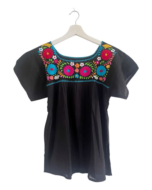 Mexikanische Bluse Puebla, Boho Sommerbluse, S Mexikanische Bluse Puebla, Boho Sommerbluse, S