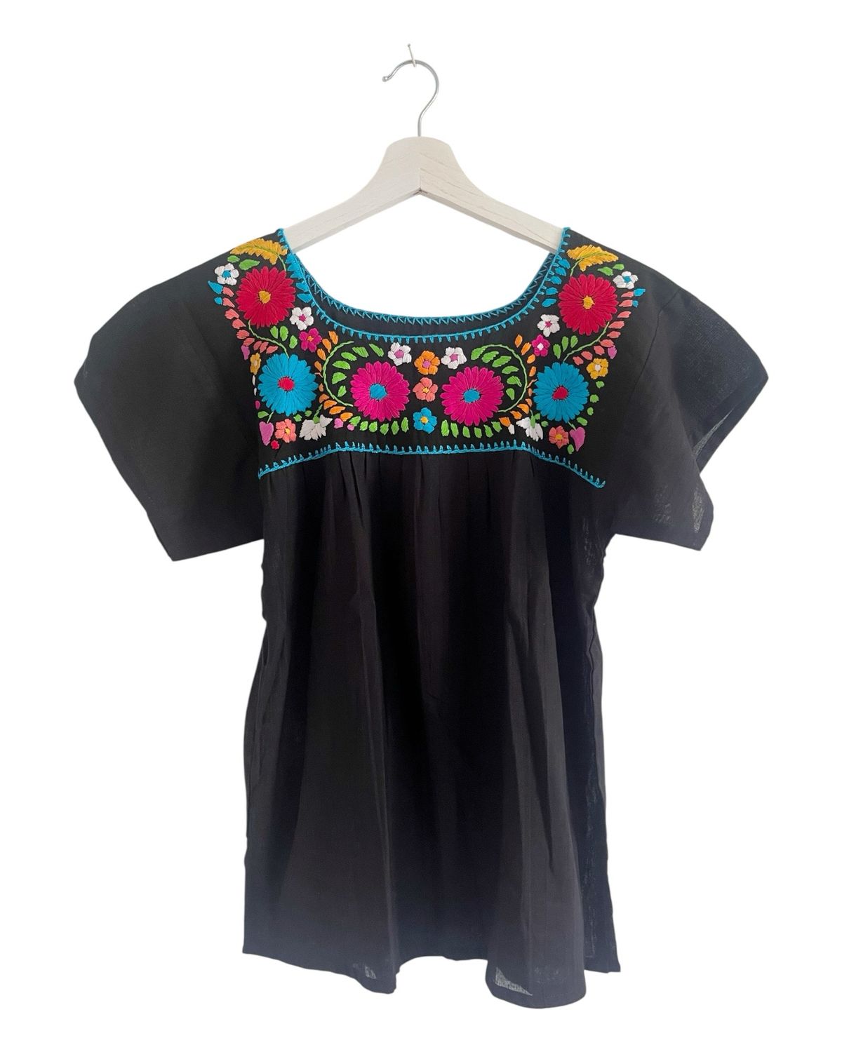 Mexikanische Bluse Puebla, Boho Sommerbluse,  S