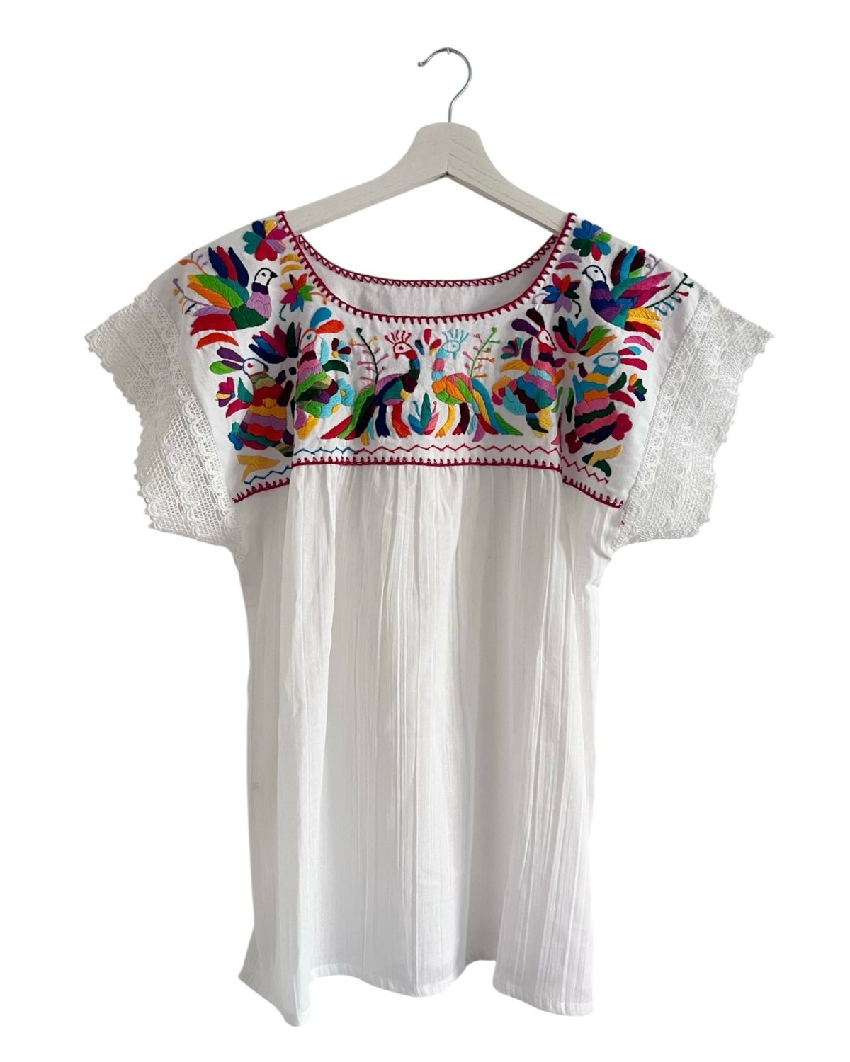 Mexikanische Bluse, Sommerbluse M, handgemachte Stickerei
