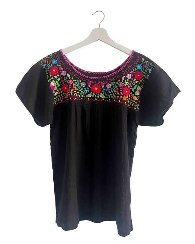 Mexikanische Bluse Puebla mit Stickerei, M Mexikanische Bluse Puebla mit Stickerei, M
