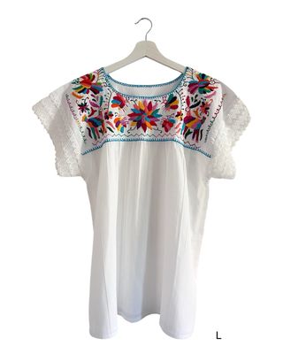 Mexikanische Bluse Puebla mit Stickerei, Sommerbluse L
