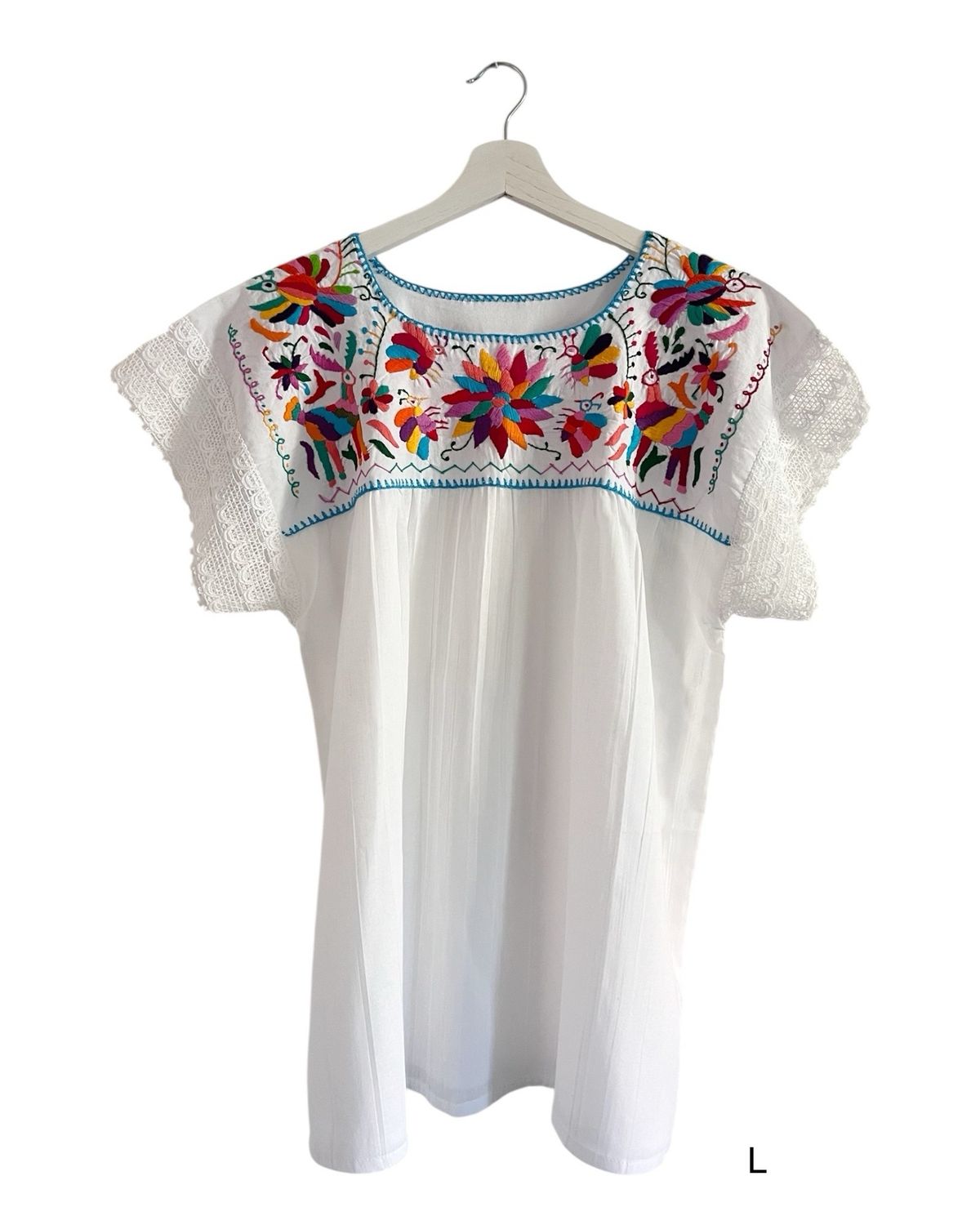 Mexikanische Bluse Puebla mit Stickerei, Sommerbluse L