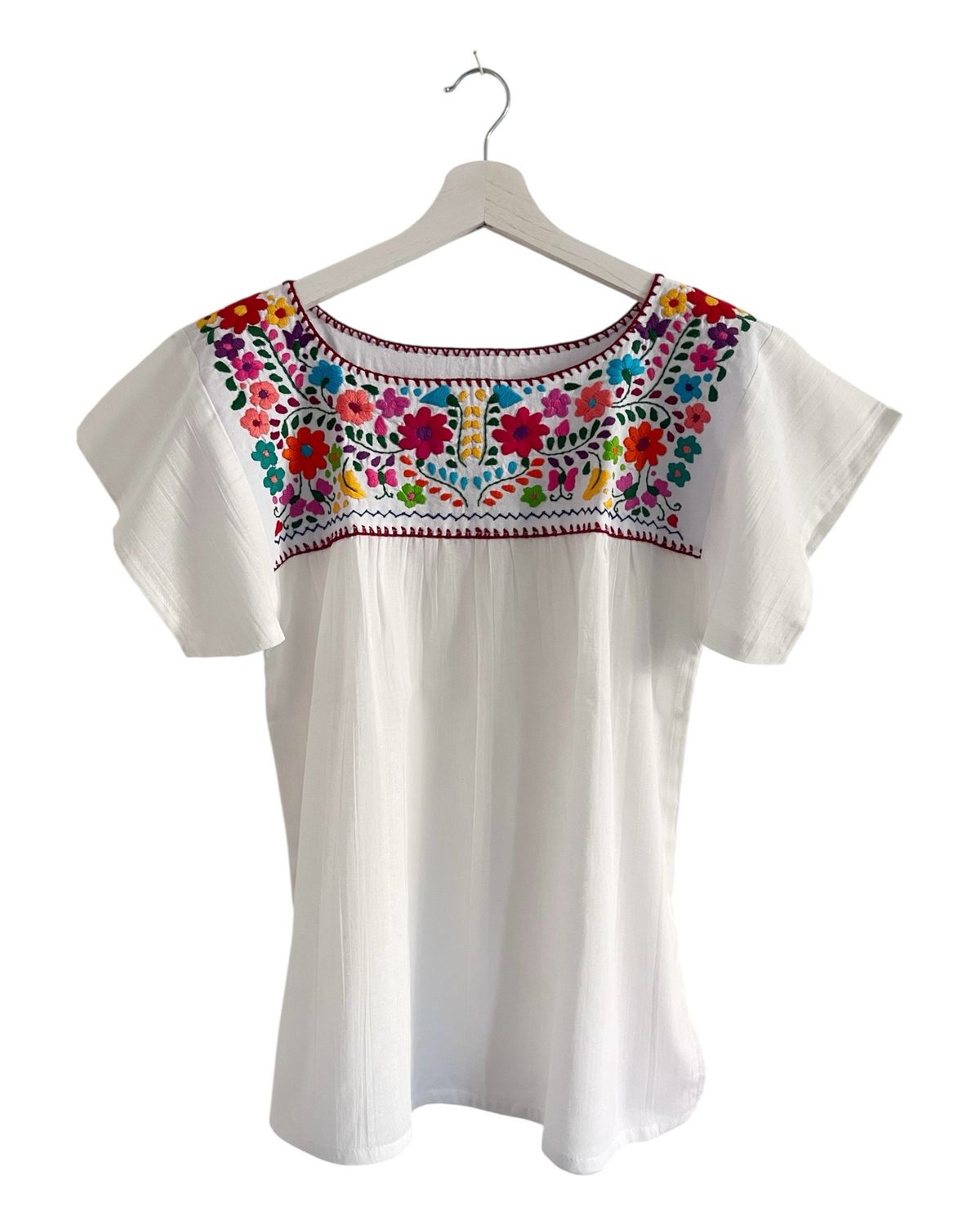 Mexikanische Bluse Puebla, Sommerbluse Ethno-Style,  S