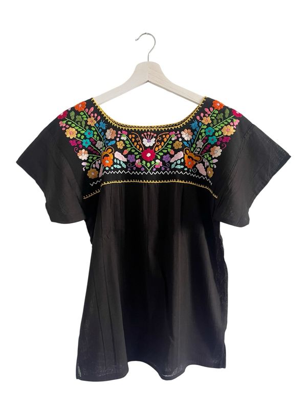 Mexikanische Bluse mit Stickerei, Boho Bluse, S