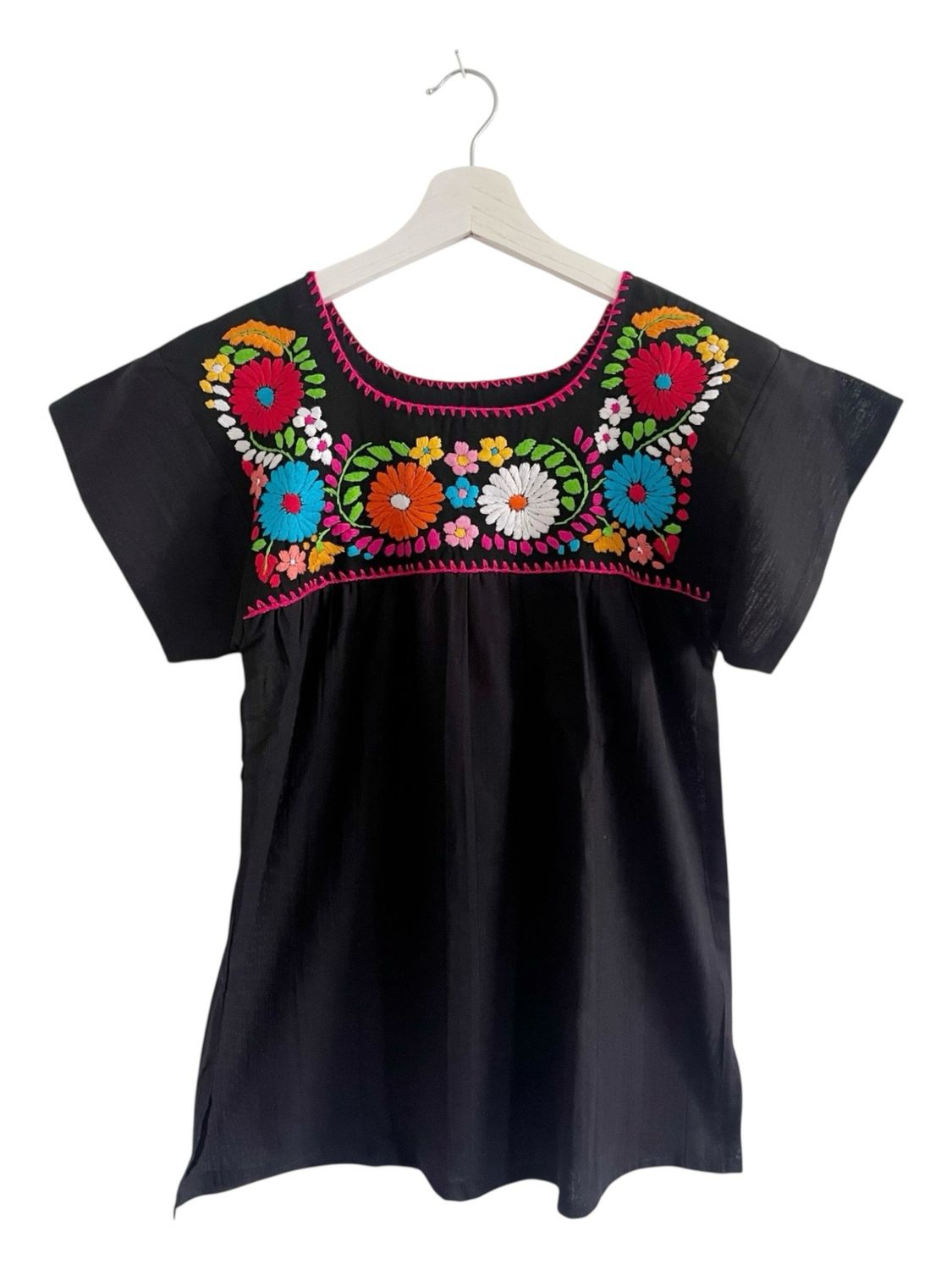 Mexikanische Bluse Puebla, Boho Bestickte Bluse, XS