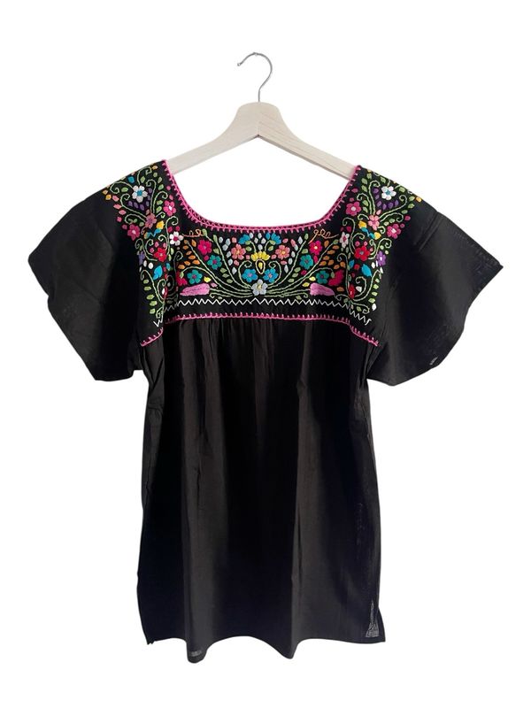 Mexikanische Bluse mit Stickerei, Boho Bluse, S