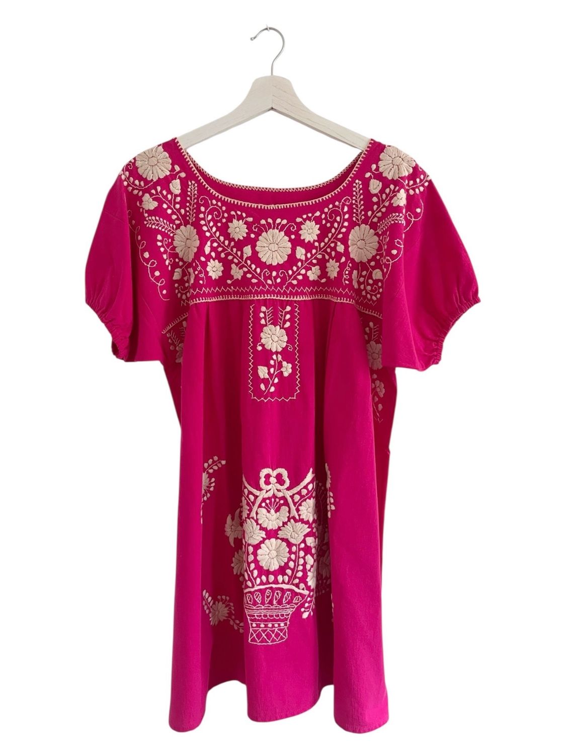 Mexikanisches Sommerkleid mit Blumen , Boho Kleid Dame M
