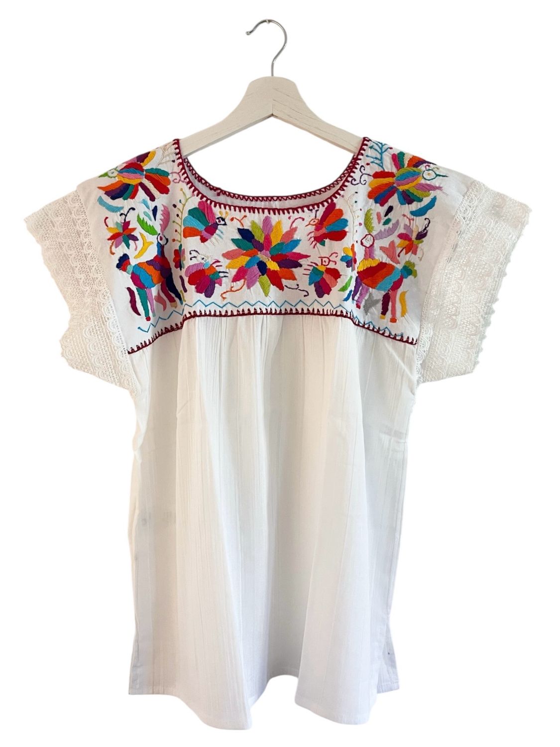 Mexikanische Bluse Puebla, Sommerbluse Ethno-Style,  S