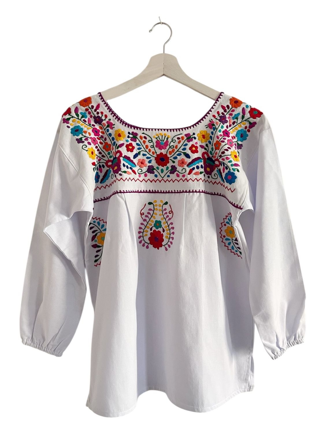 Mexikanische Langarmbluse, Boho Dame Sommerbluse M Mexikanische Langarmbluse, Boho Dame Sommerbluse M