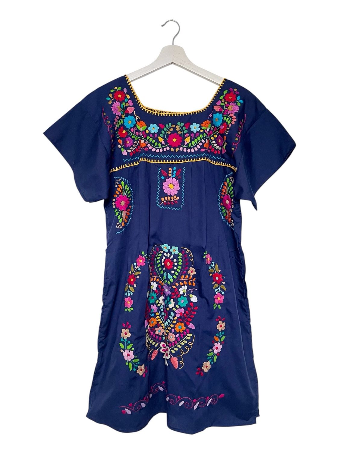 Mexikanisches Sommerkleid mit Blumen , Tunika Ethno-Style, M Mexikanisches Sommerkleid mit Blumen , Tunika Ethno-Style, M