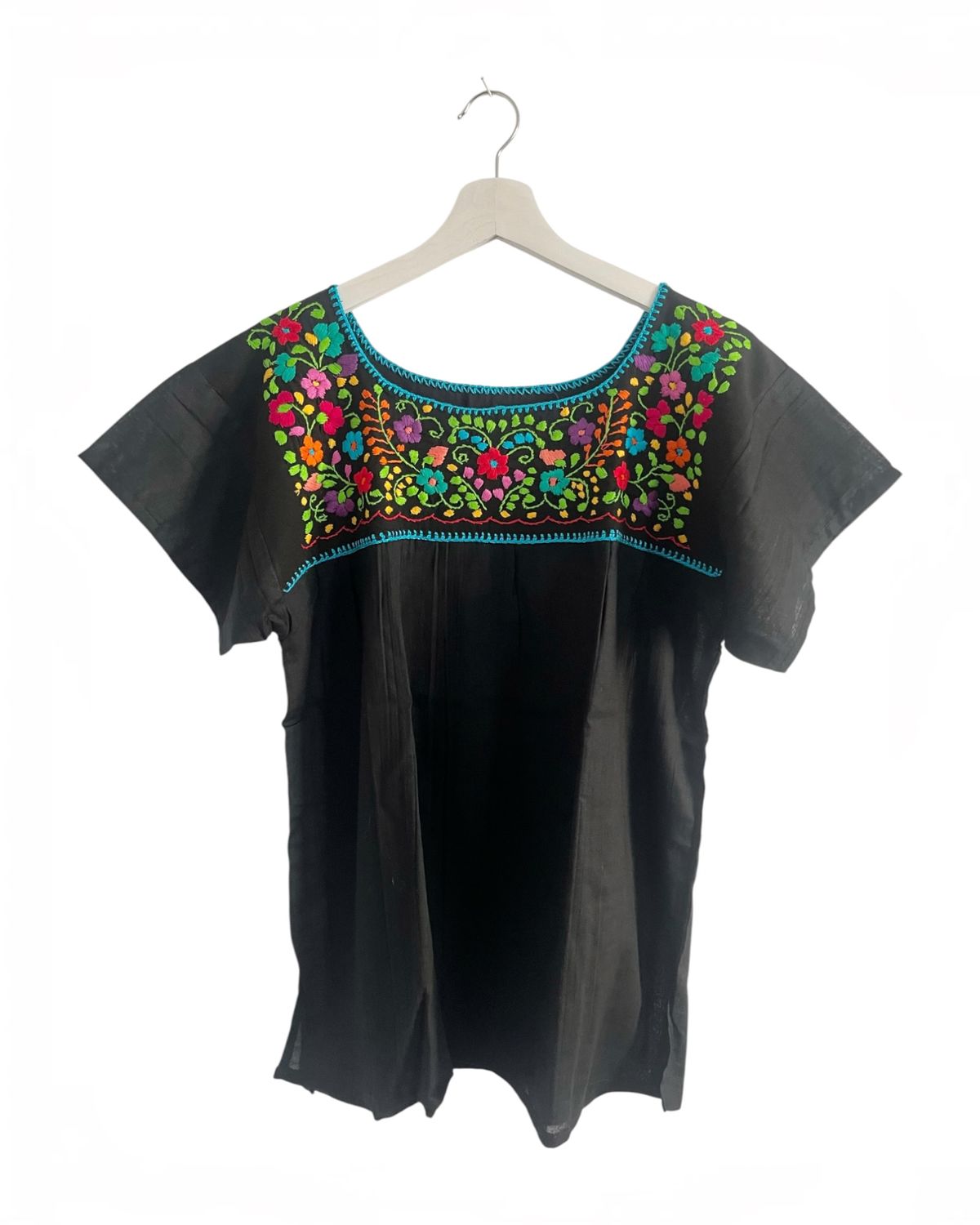 Mexikanische Bluse Puebla mit Stickerei, Boho Bluse M