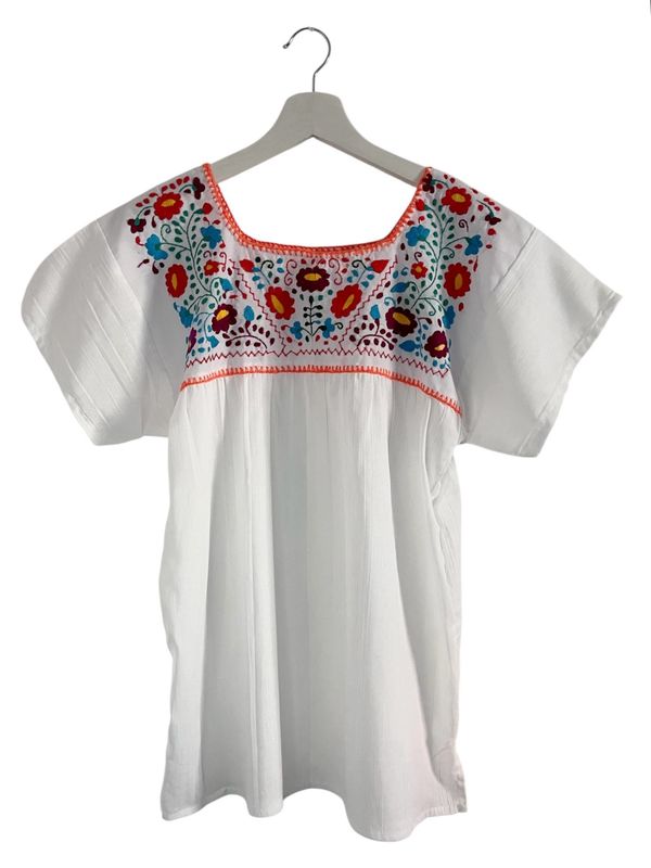 Mexikanische Bluse Puebla, Sommerbluse Ethno-Style, S Mexikanische Bluse Puebla, Sommerbluse Ethno-Style, S