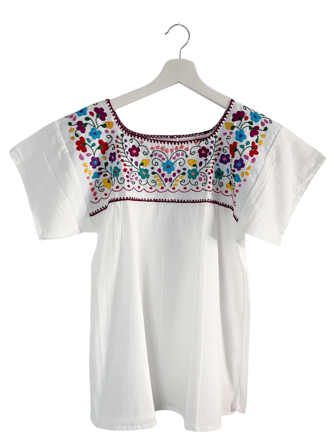 Mexikanische Bluse Puebla, Boho Sommerbluse, S Ein schönes Weihnachtsgeschenk! Exclusive Bluse für Damen mit Stickerei. Passend für jede Gelegenheit im Boho-Style.