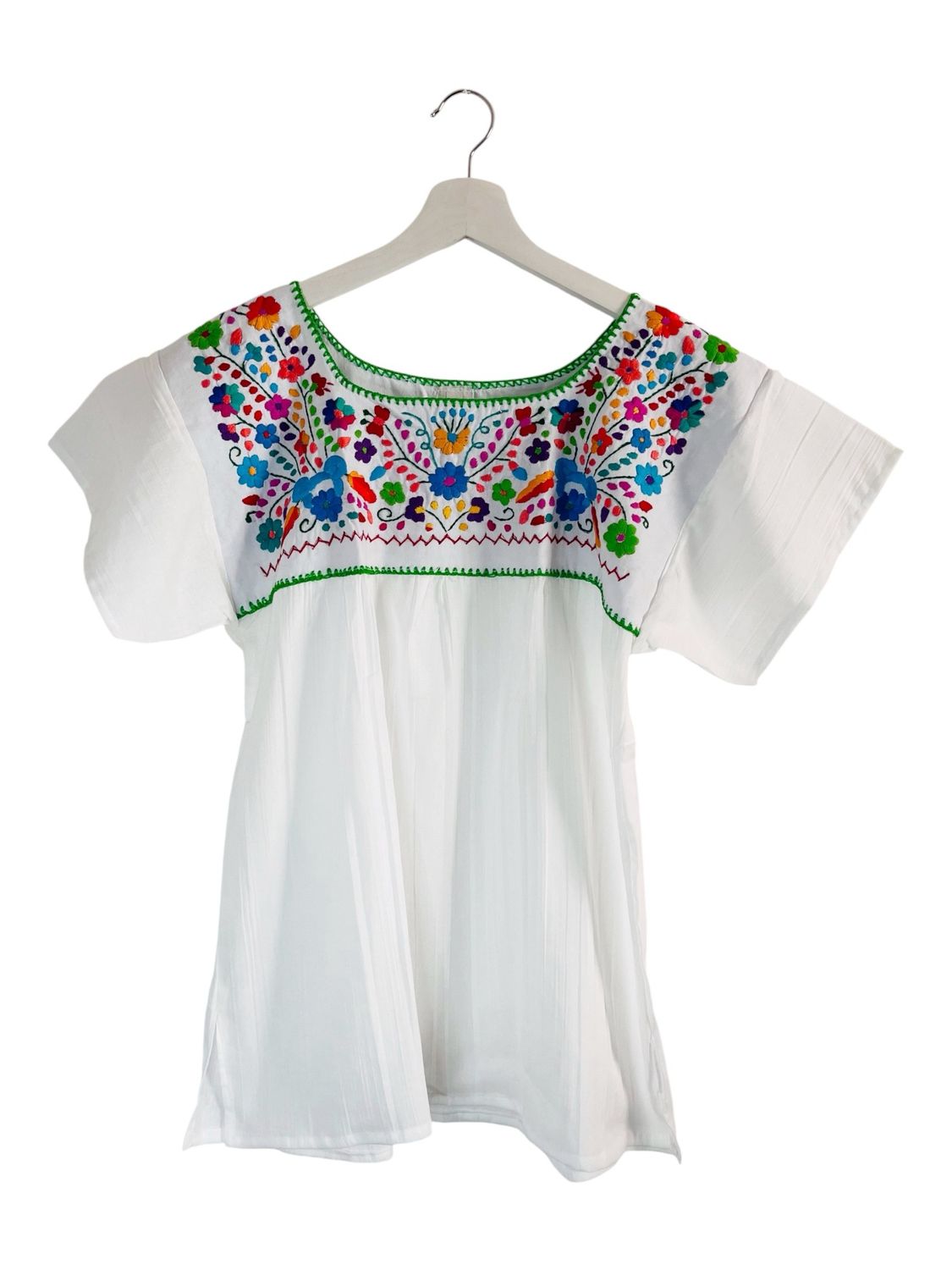 Mexikanische Bluse Puebla mit Stickerei, Boho Sommerbluse M Mexikanische Bluse Puebla mit Stickerei, Boho Sommerbluse M