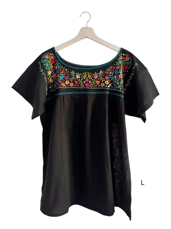 Mexikanische Bluse mit Stickerei L, Sommerbluse