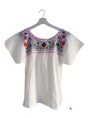 Mexikanische Bluse Puebla, Boho Bestickte Bluse, S