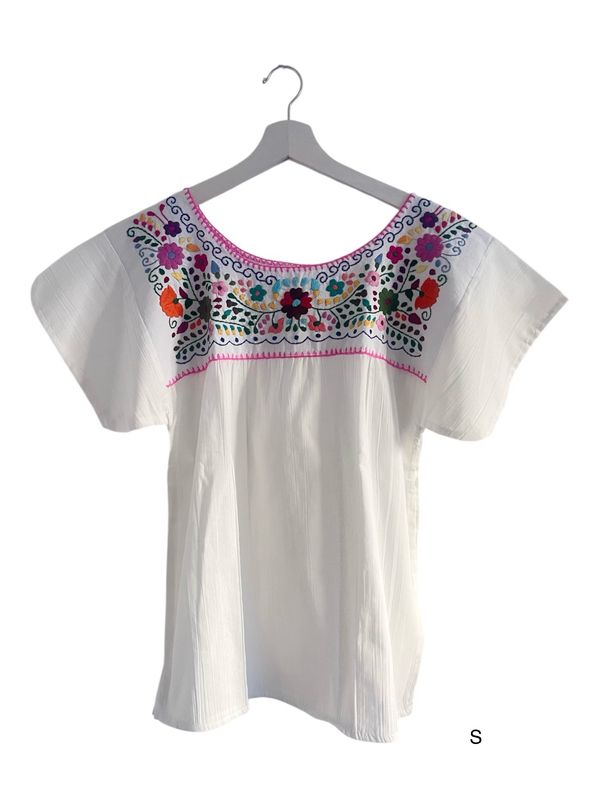 Mexikanische Bluse Puebla, Boho Bestickte Bluse, S