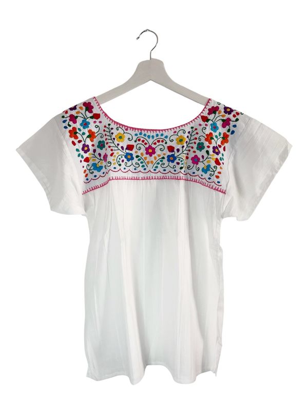 Mexikanische Bluse Puebla, Boho Bestickte Bluse, Sommerbluse, S Mexikanische Bluse Puebla, Boho Bestickte Bluse, Sommerbluse, S