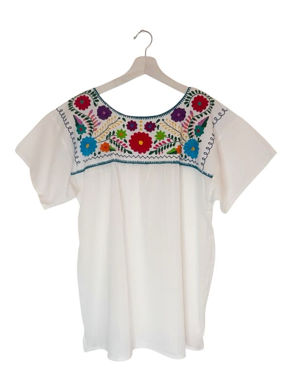 Mexikanische Bluse L mit Stickerei, Sommerbluse