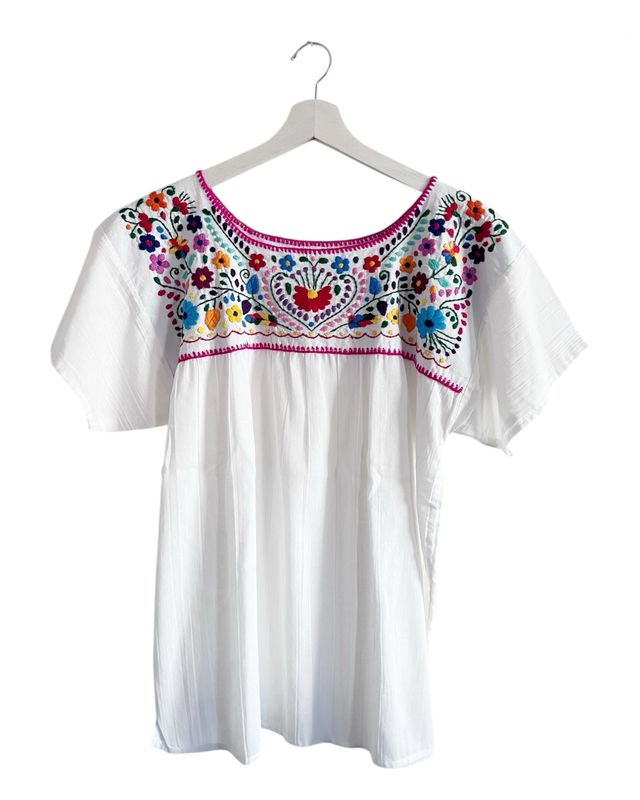 Mexikanische Bluse L mit Stickerei, Sommerbluse