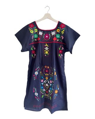 Mexikanisches Sommerkleid mit Blumen , Boho Tunika, S Mexikanisches Sommerkleid mit Blumen , Boho Tunika S