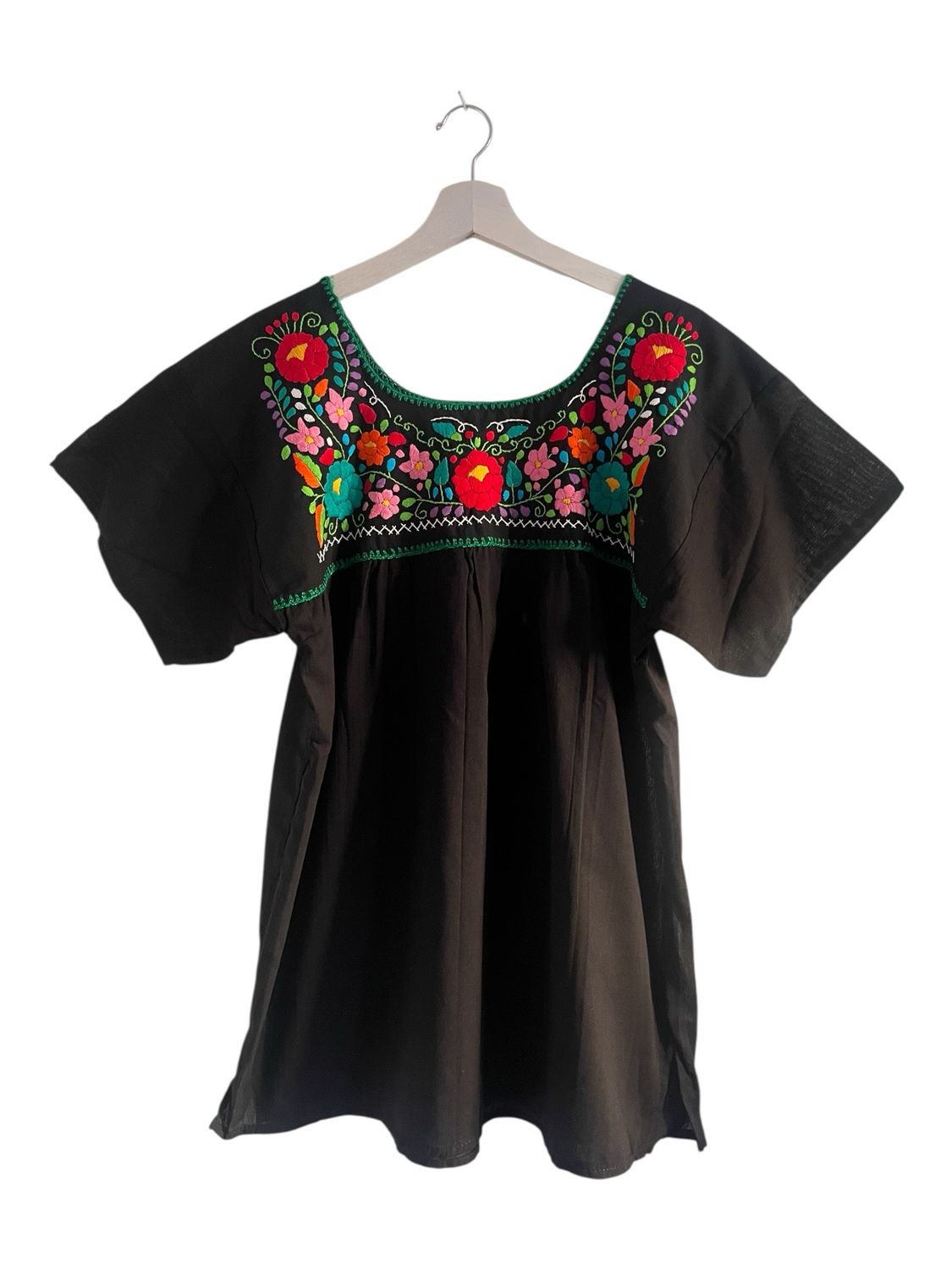 Mexikanische Bluse Puebla mit Stickerei, Boho Sommerbluse L