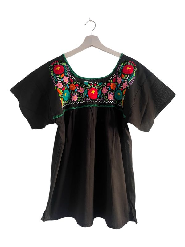 Mexikanische Bluse Puebla mit Stickerei, Boho Sommerbluse L