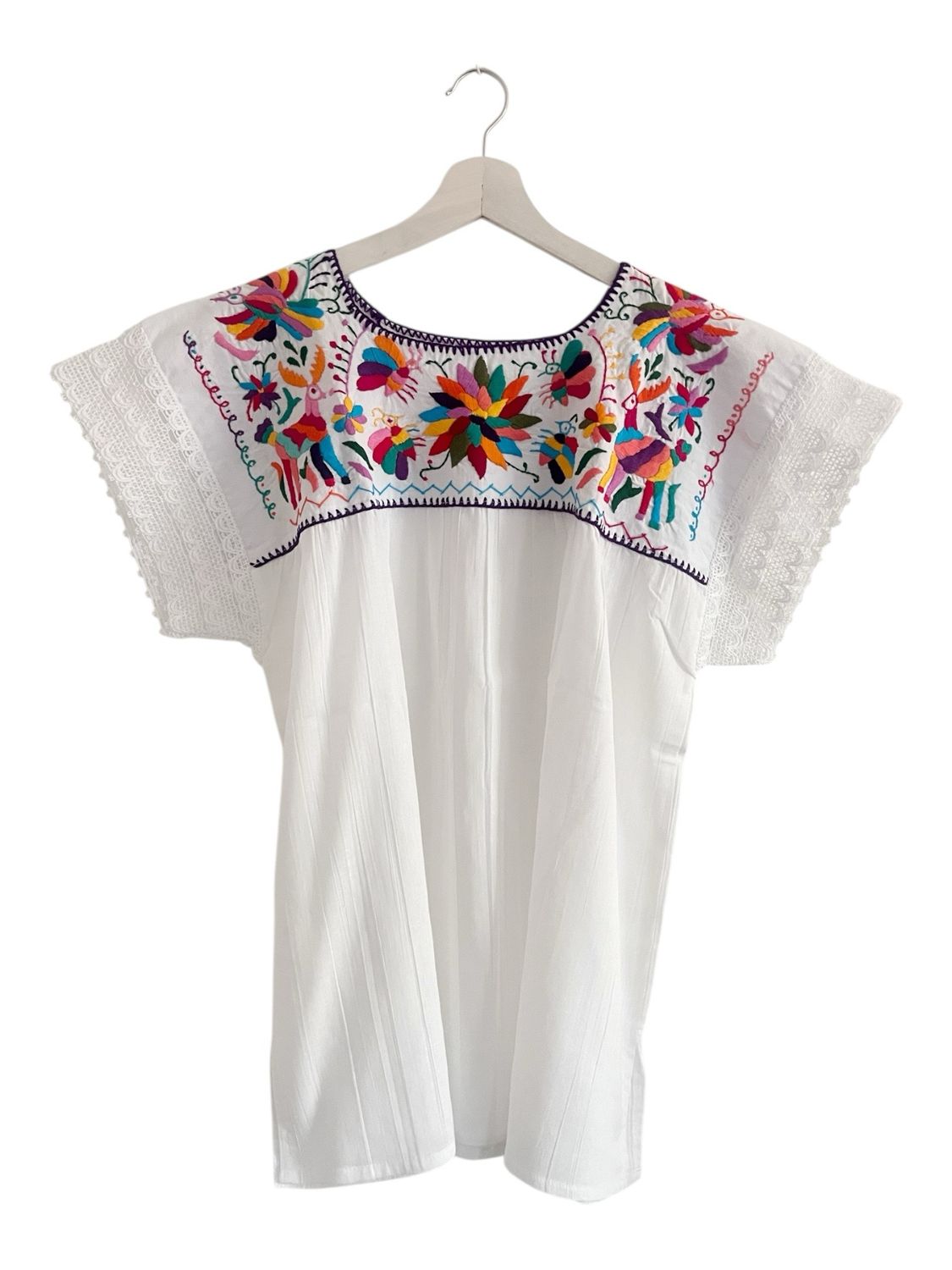 Mexikanische Bluse Puebla, Sommerbluse Ethno-Style,  L