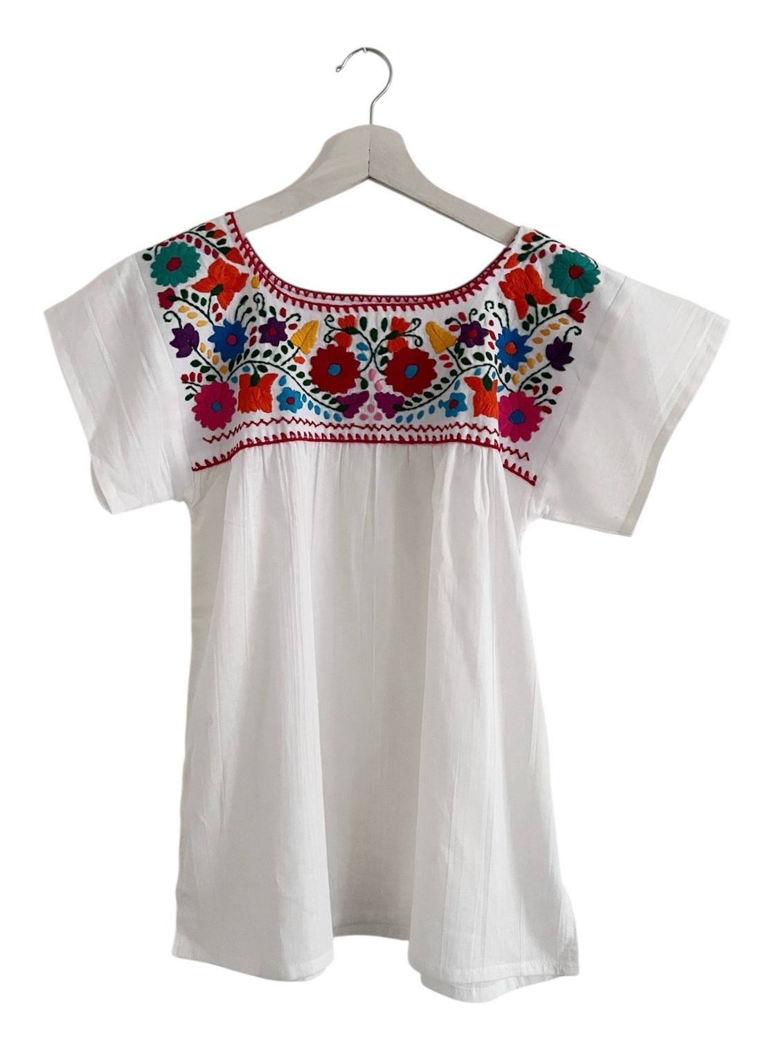 Mexikanische Bluse Puebla, Boho Bestickte Bluse, XS