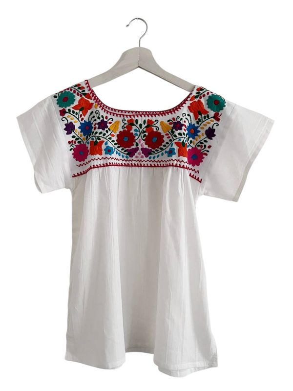 Mexikanische Bluse Puebla, Boho Bestickte Bluse, XS