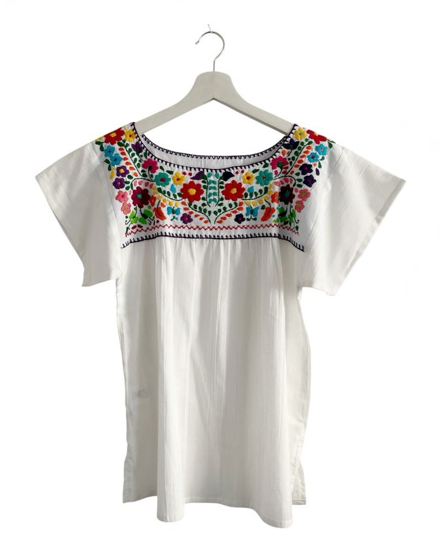 Mexikanische Bluse Puebla, Boho Bestickte Bluse, XS Mexikanische Bluse Puebla, Boho Bestickte Bluse, XS