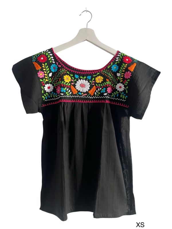 Mexikanische Bluse Puebla, Boho Bestickte Bluse, XS Mexikanische Bluse Puebla, Boho Bestickte Bluse, XS