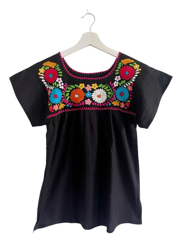 Mexikanische Bluse Puebla, Boho Bestickte Bluse, XS Mexikanische Bluse Puebla, Boho Bestickte Bluse, XS