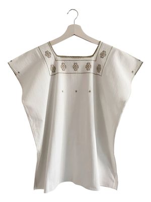 Mexikanische Huipil-Bluse mit handgemachter Stickerei, L