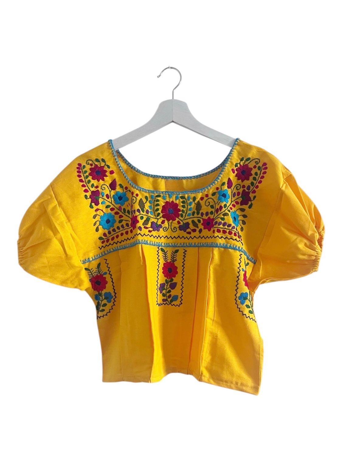 Mexikanische Bluse-Top Puebla mit Stickerei, Boho Bluse S