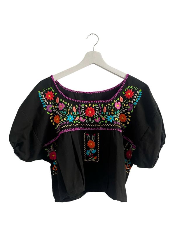 Mexikanische Bluse-Top Puebla mit Stickerei, Boho Bluse M Mexikanische Bluse-Top Puebla mit Stickerei, Boho Bluse M