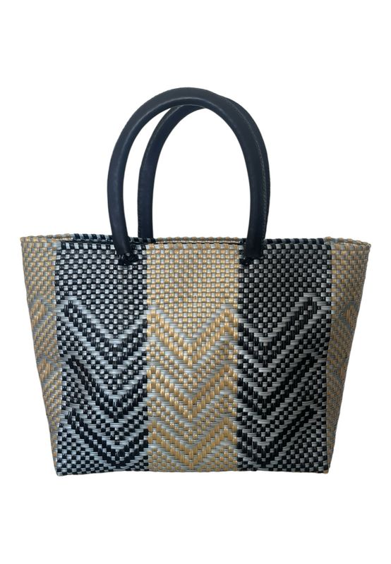 Handtasche Mexico mit Leder, Henkeltasche, Geschenk für Frauen Handtasche Mexico mit Leder, Geschenk für Frauen, schwarze Tasche, Tasche Upcycling