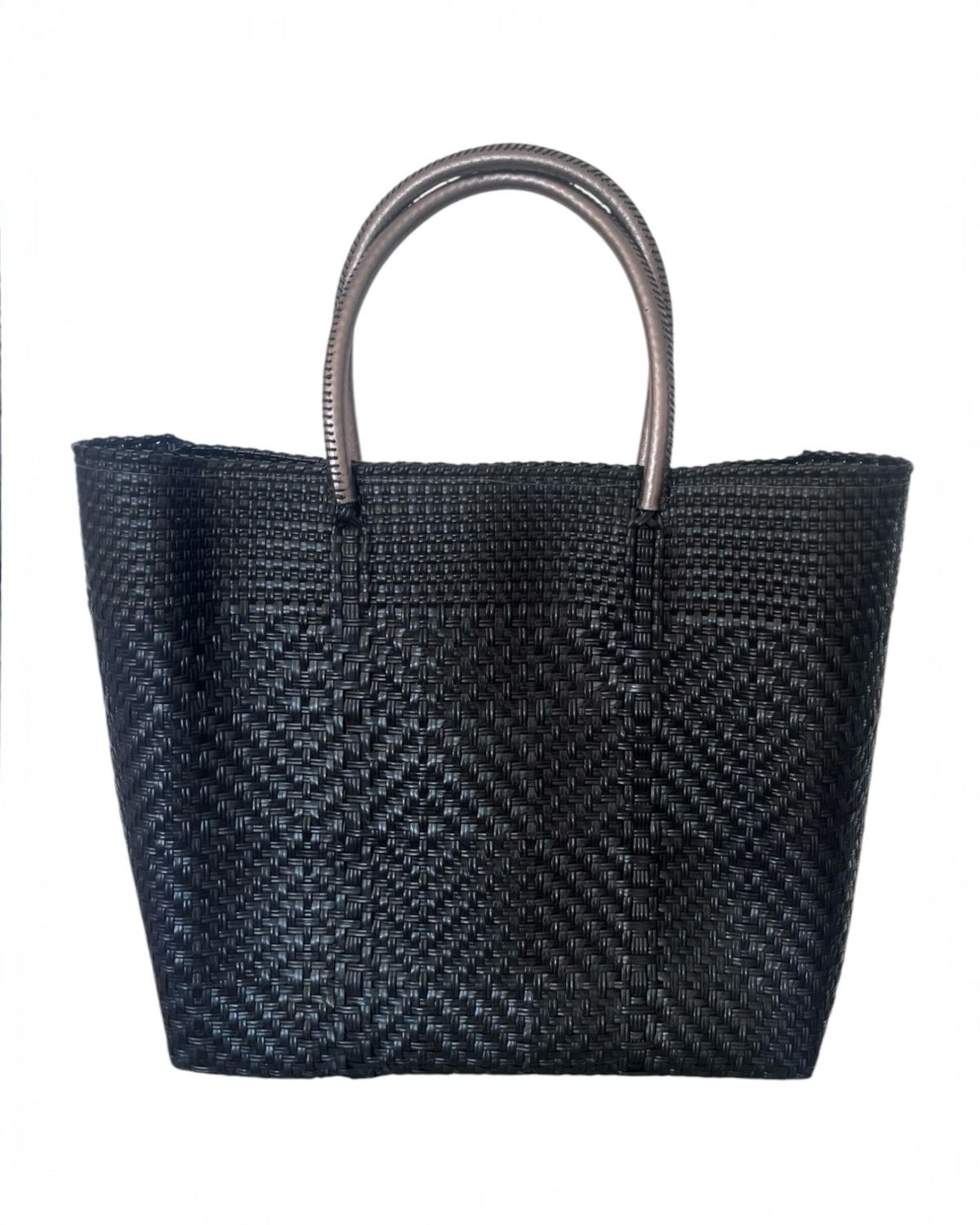 Handtasche Mexico mit Leder, Große schwarze Tasche, Geschenk für Frauen