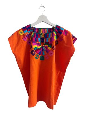 Mexikanische Huipil-Bluse Chiapas mit handgemachter Stickerei, M