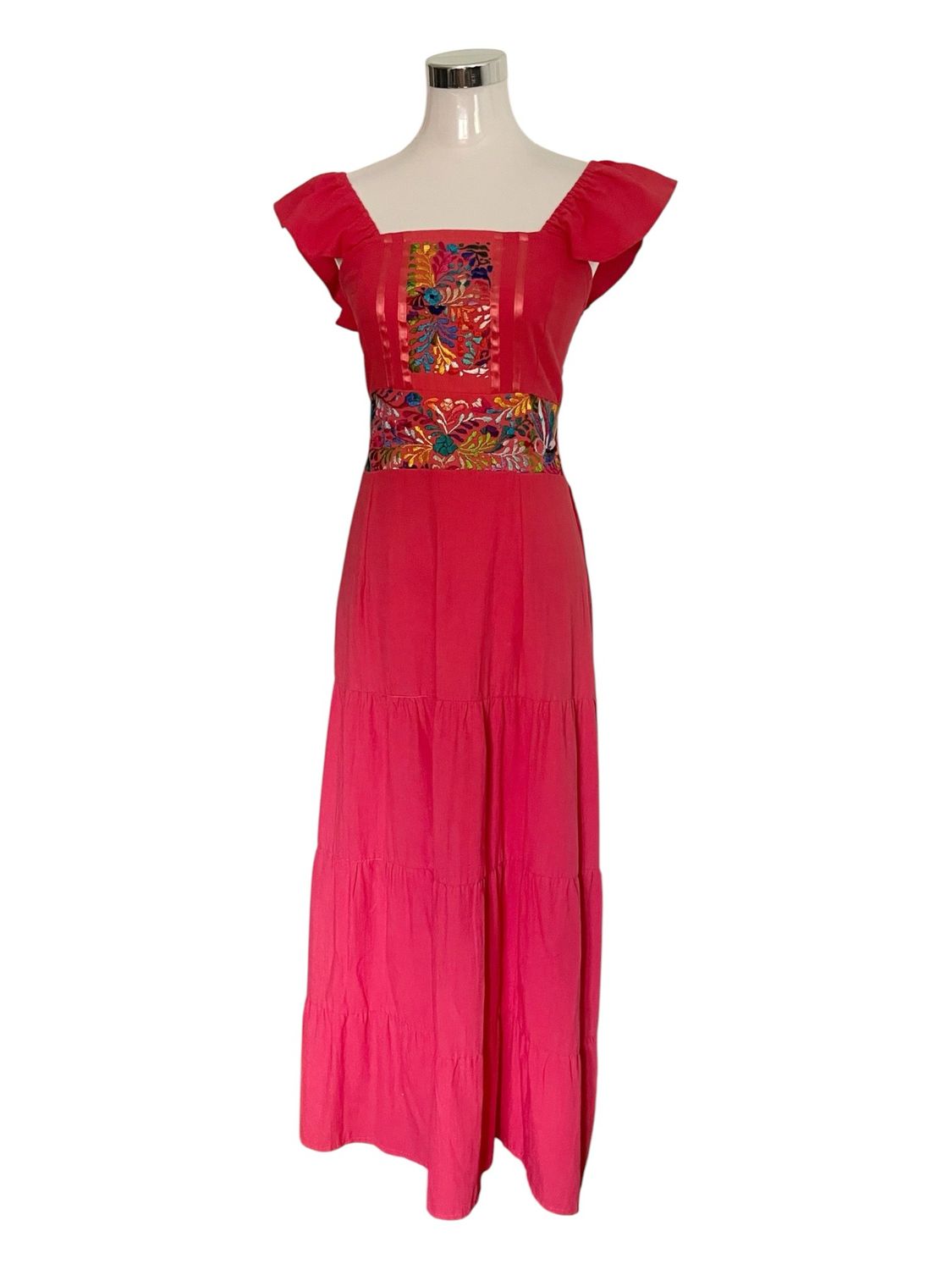 Mexikanisches Sommerkleid mit Blumen aus Oaxaca, Boho Tunika, Dame M Mexikanisches Sommerkleid mit Blumen aus Oaxaca, Boho Tunika, Dame M