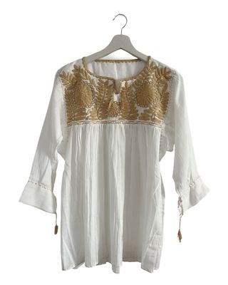 Mexikanische handgefertigte Longbluse, Boho Sommer Tunika Mexikanische handgefertigte Longbluse, Boho Sommer Tunika