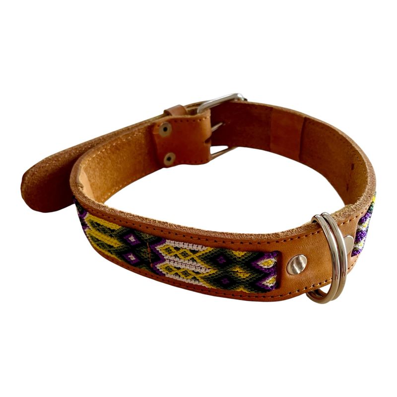 Hundehalsband aus Leder, Gelb Hundehalsband aus Leder, Gelb