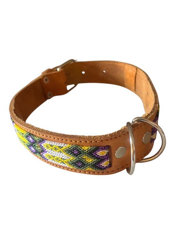 Hundehalsband aus Leder, Gelb XL Hundehalsband aus Leder, Gelb
