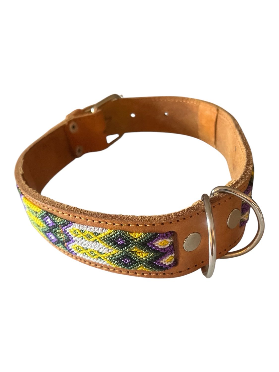 Hundehalsband aus Leder, Gelb XL Hundehalsband aus Leder, Gelb
