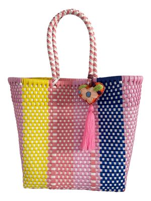 Kleine Tasche mit Pompoms, Korbtasche, Shopper Kleine Tasche mit Pompoms, Korbtasche, Shopper