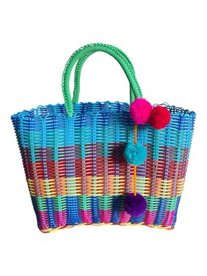 Kleine Tasche mit Pompoms, Korbtasche, Shopper Kleine Tasche mit Pompoms, Korbtasche, Shopper