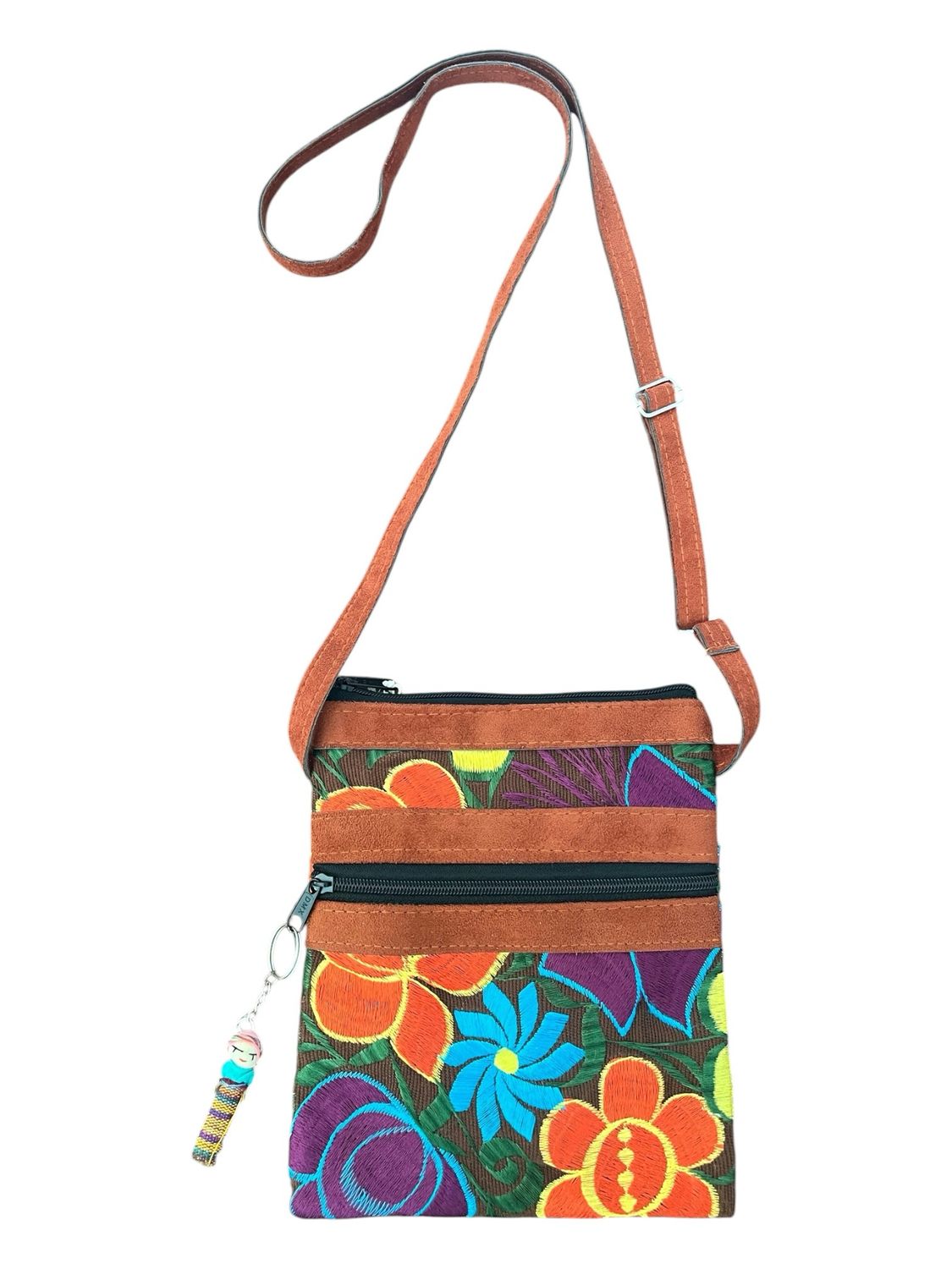 Mexikanische Umhängetasche, Crossbody Tasche mit Blumen Mexikanische Umhängetasche, Crossbody Tasche mit Blumen