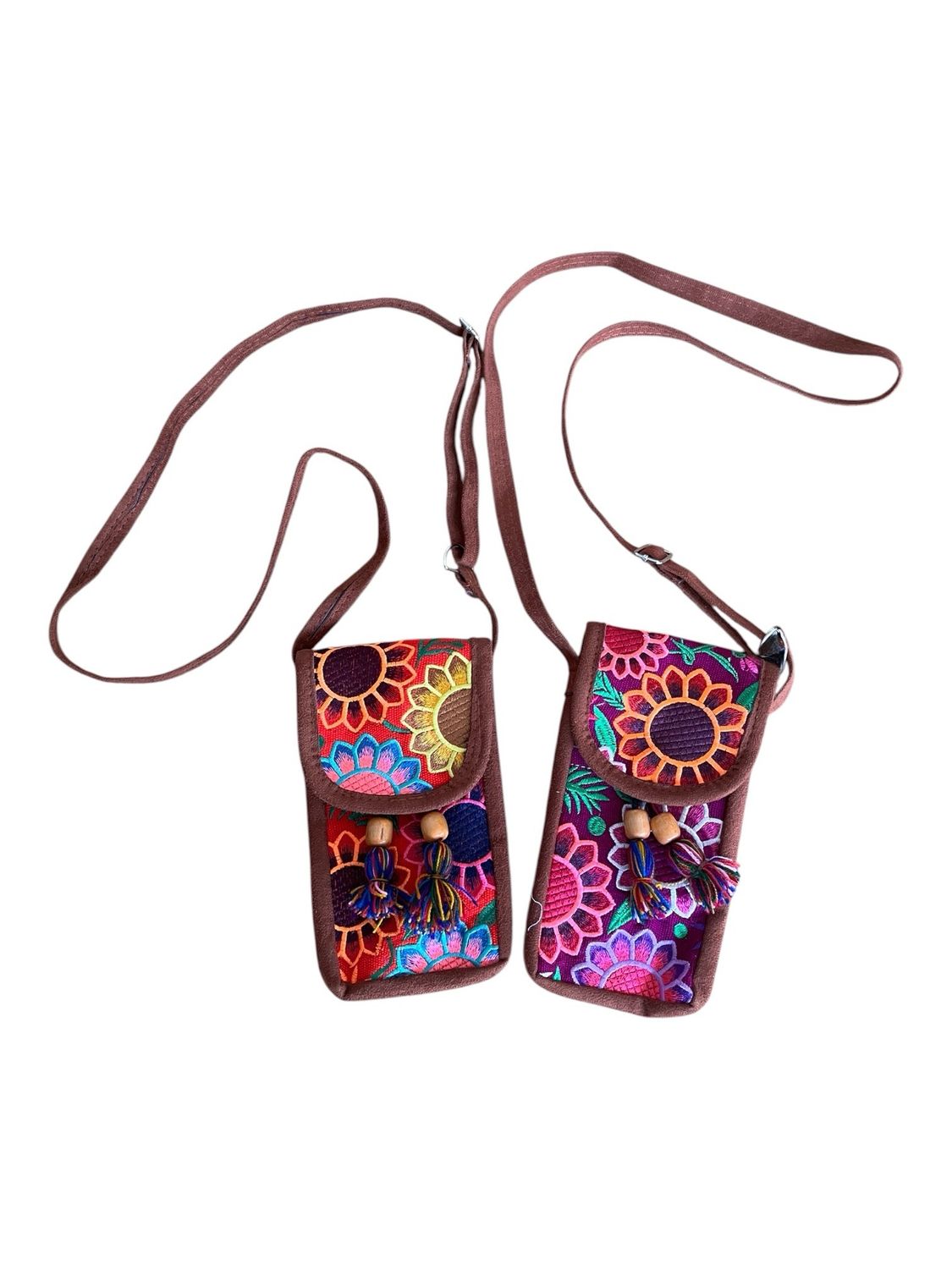 Set 2x Umhängetaschen mit Stickerei aus Mexiko, Boho Handytasche Set 2x Umhängetaschen mit Stickerei aus Mexiko, Boho Handytasche